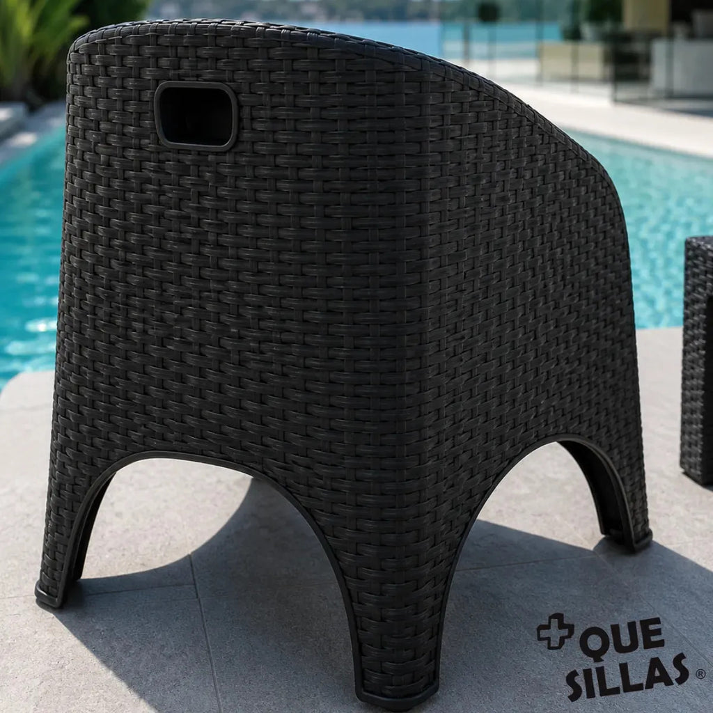 Pack 2 Sillones Alejo + Mesa Ratona 70x70 Símil Rattán