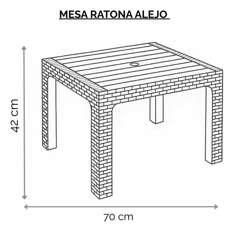 Pack 2 Sillones Alejo + Mesa Ratona 70x70 Símil Rattán