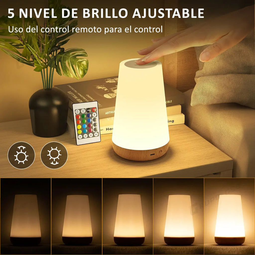 Velador Nórdico LED Táctil Recargable con Control Remoto