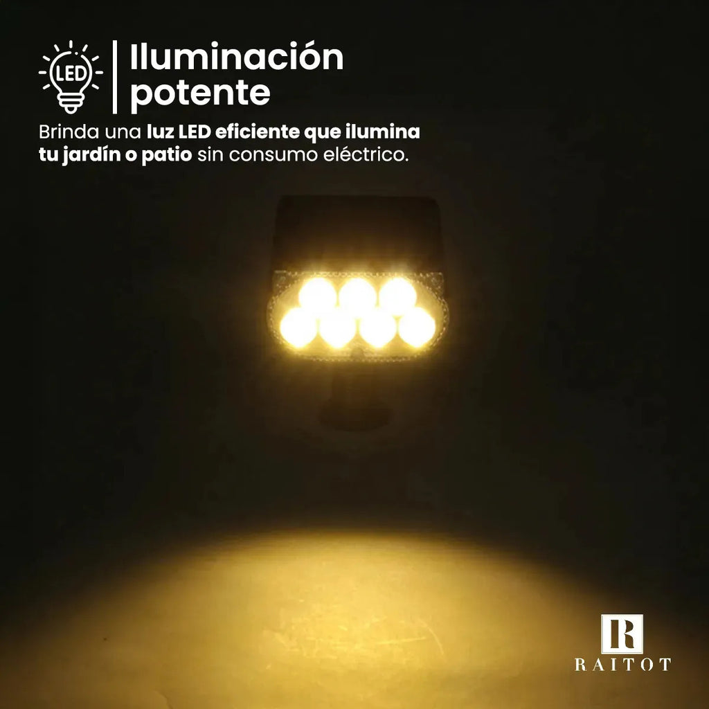 Estaca Solar 7 LED con Sensor para Jardín — Luz Cálida Raitot