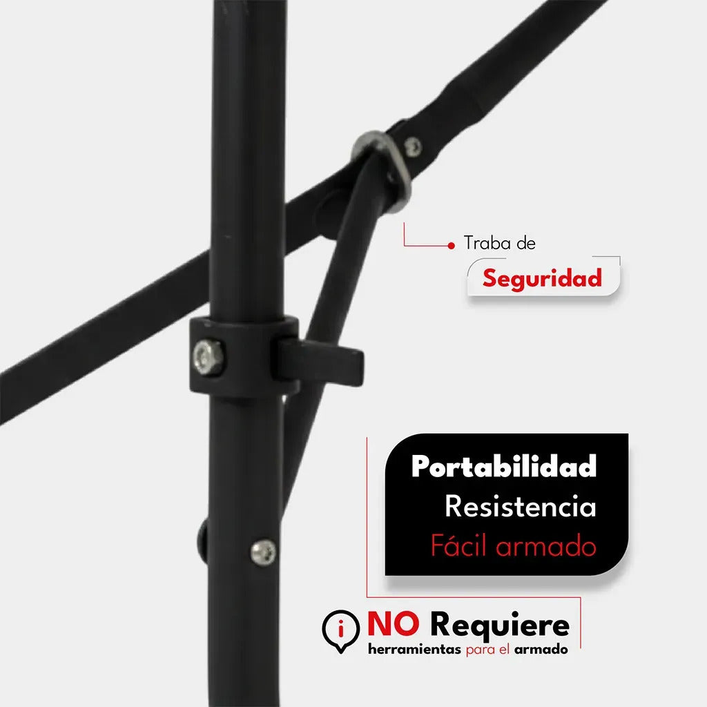 Mesa Plegable Exterior 180 cm Polipropileno y Hierro Negro