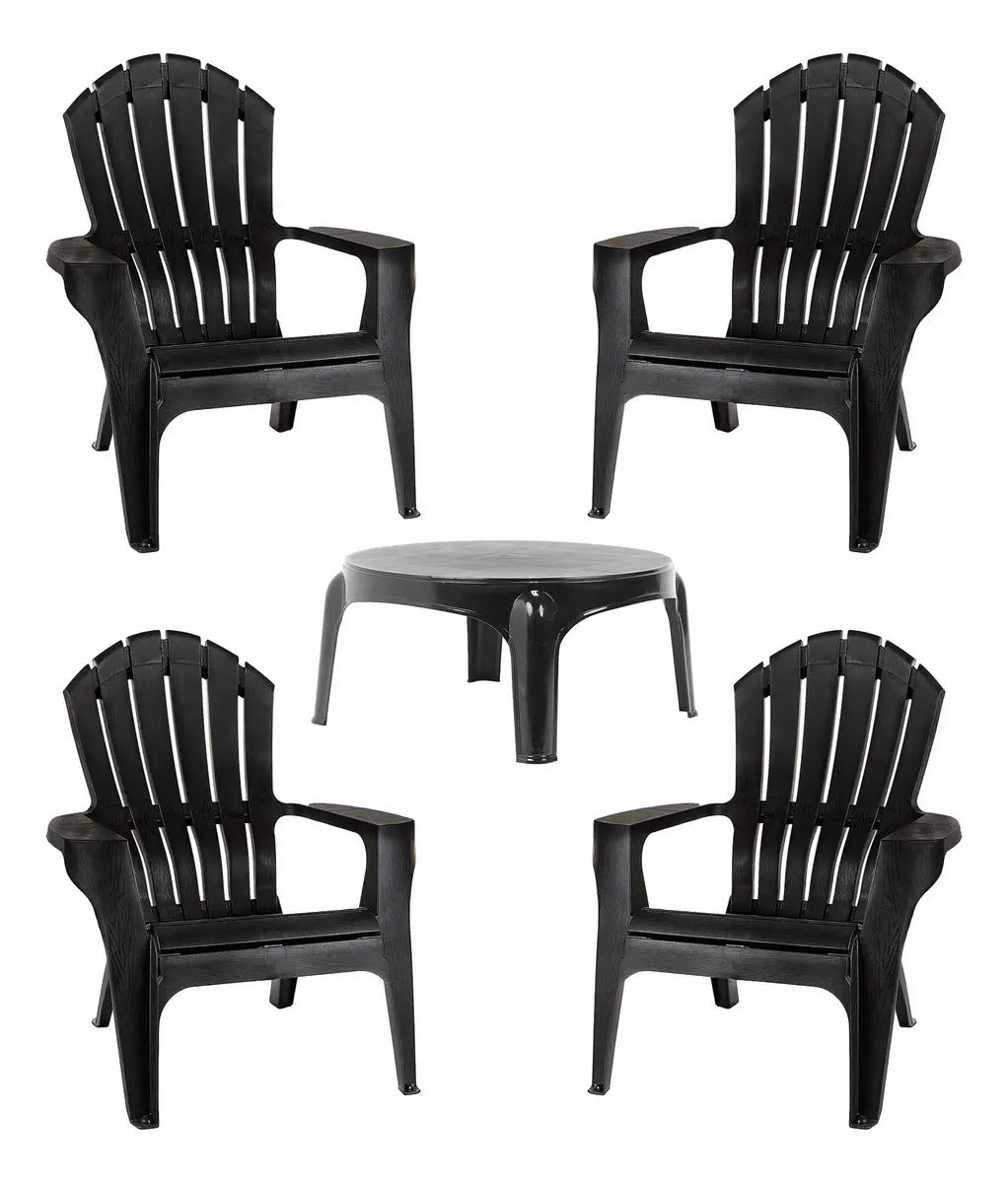 Set x4 Sillones Miami + Mesa Puket Gardenlife Negro