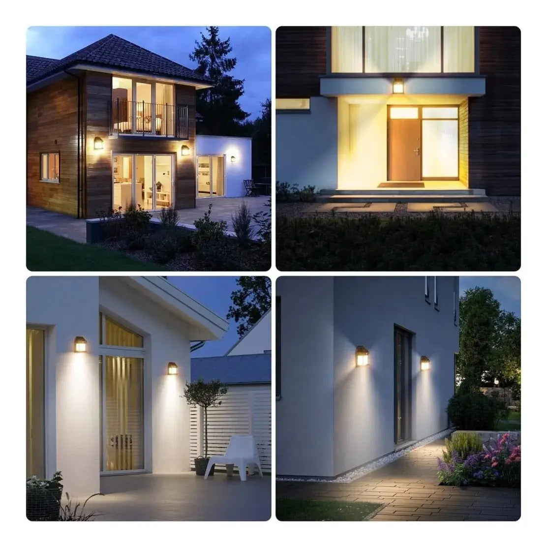 Pack x4 Faroles Solares LED de Pared con Sensor de Movimiento