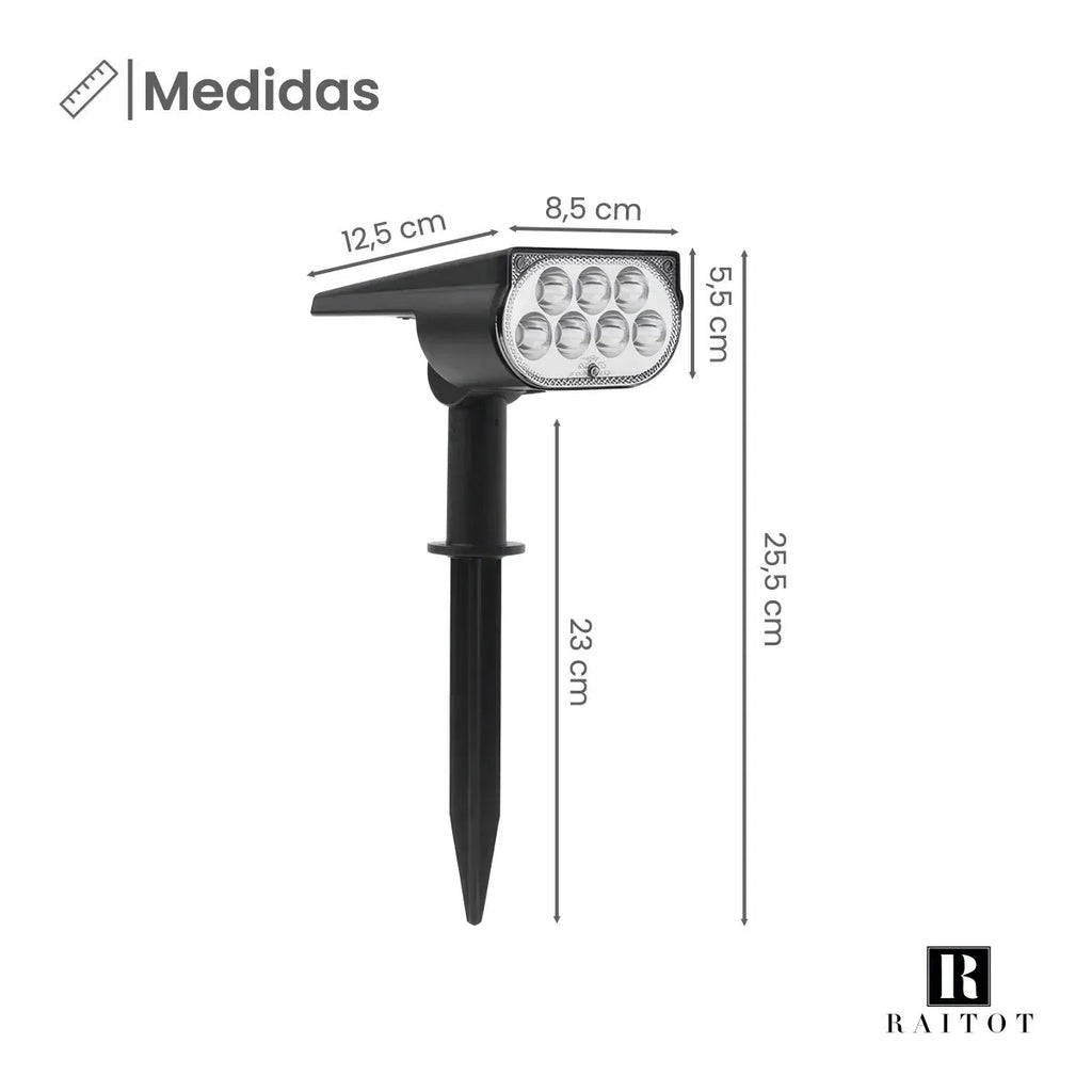 Estaca Solar 7 LED con Sensor para Jardín — Luz Cálida Raitot