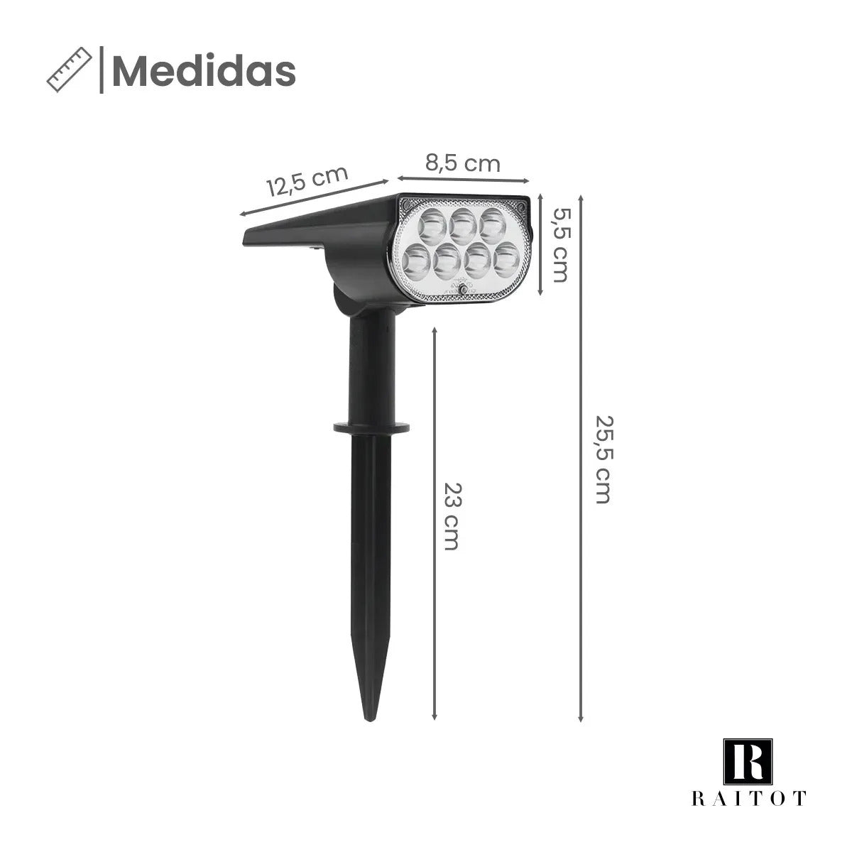 Estaca Solar 7 LED con Sensor para Jardín — Luz Cálida Raitot