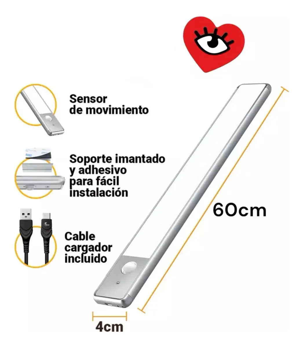 Barra Luz Led 60cm Combo X 2 Aluminio Bajo Alacena Cocina Luz Cálido Fría Neutra Veoquiero