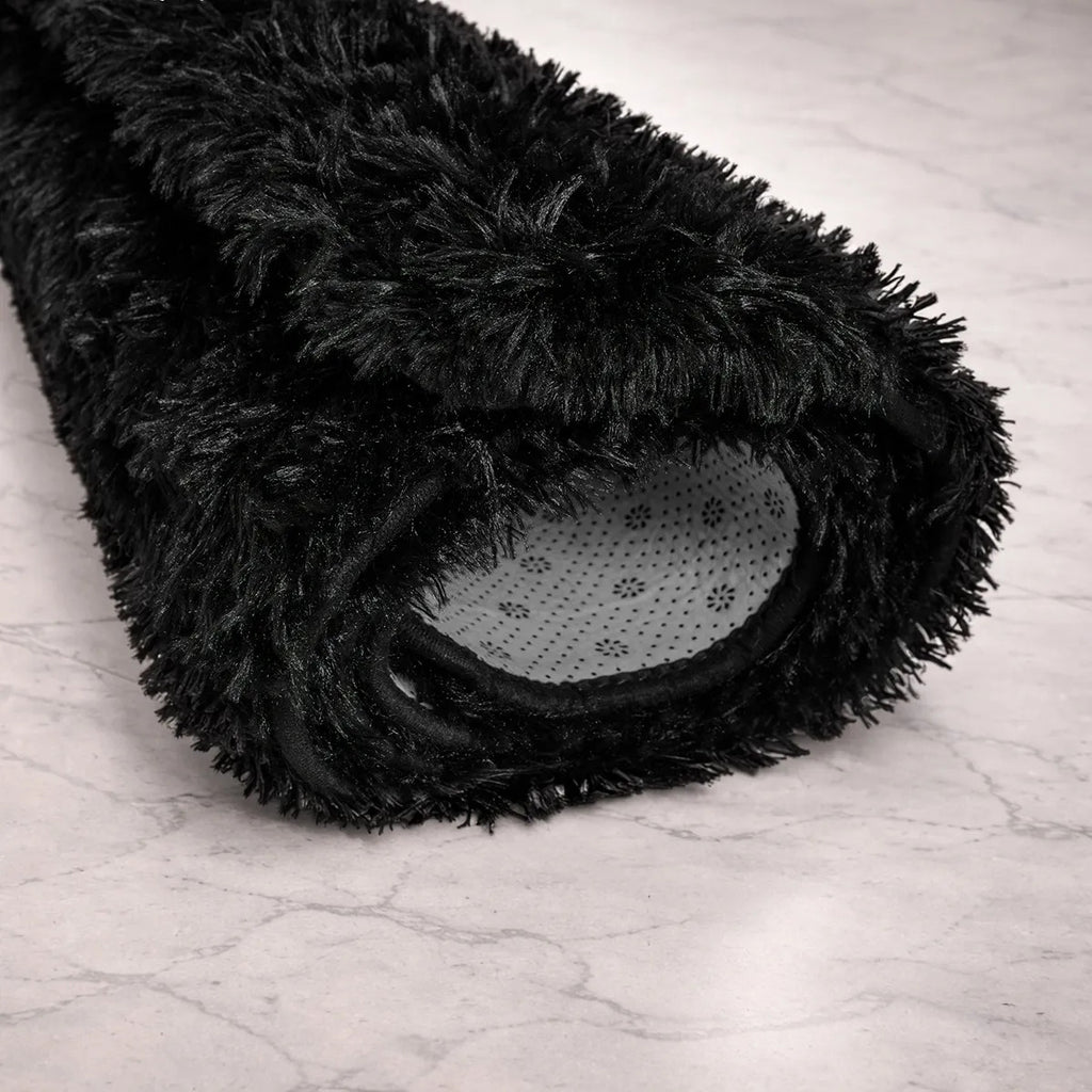 Alfombra Nórdica Pelo Largo 140x200 cm Antideslizante Negro