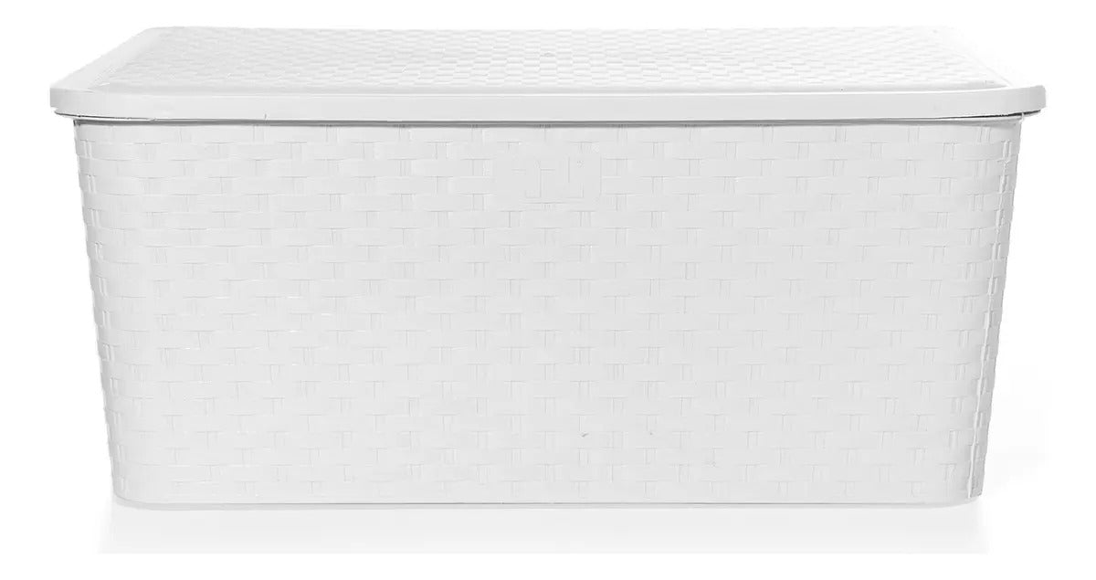 Canastos Organizadores Símil Rattán con Tapa 33,5 L — Pack x3
