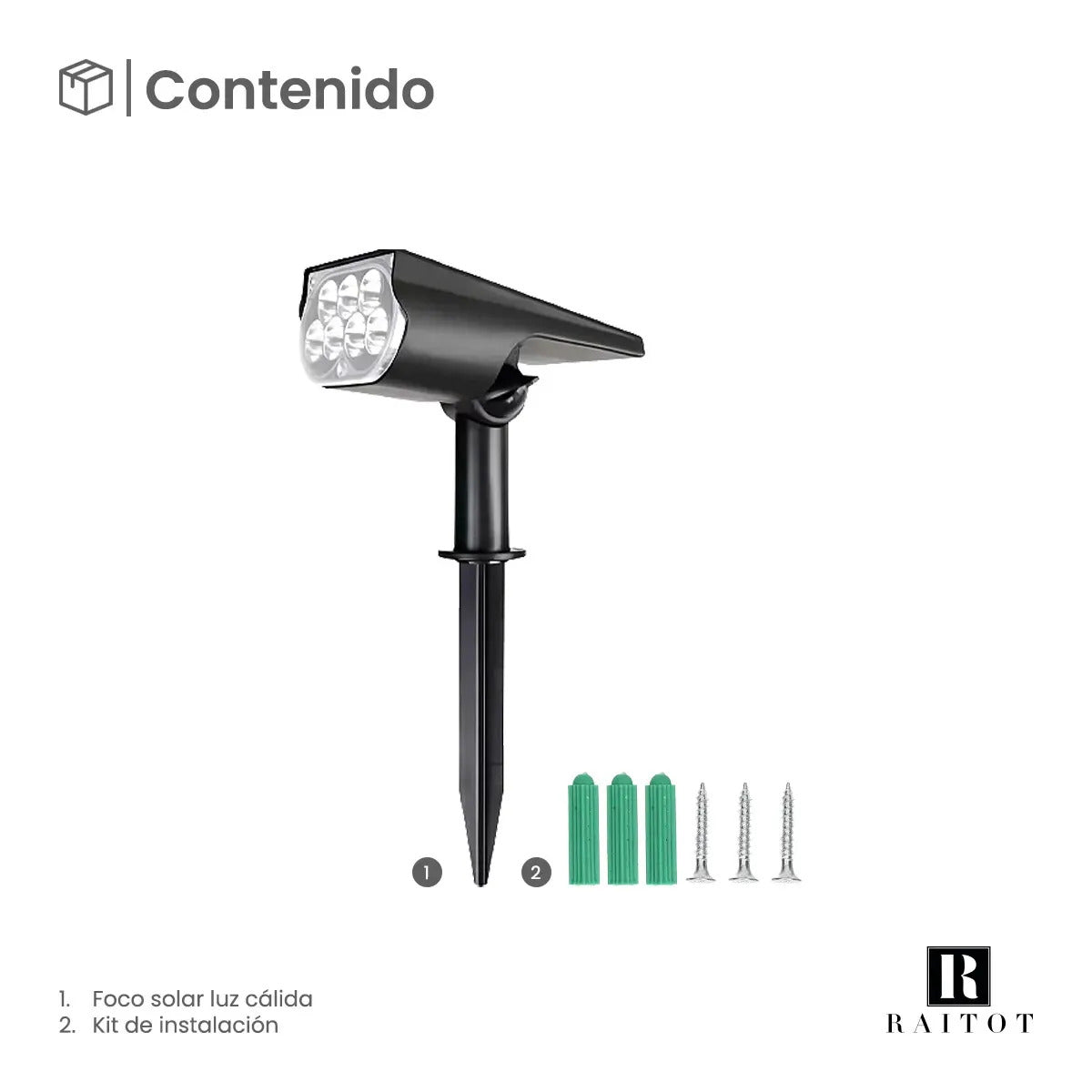 Estaca Solar 7 LED con Sensor para Jardín — Luz Cálida Raitot