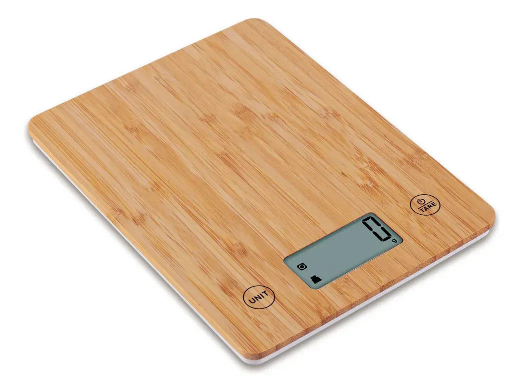 Balanza de Cocina Digital 10 kg con Plataforma de Bambú
