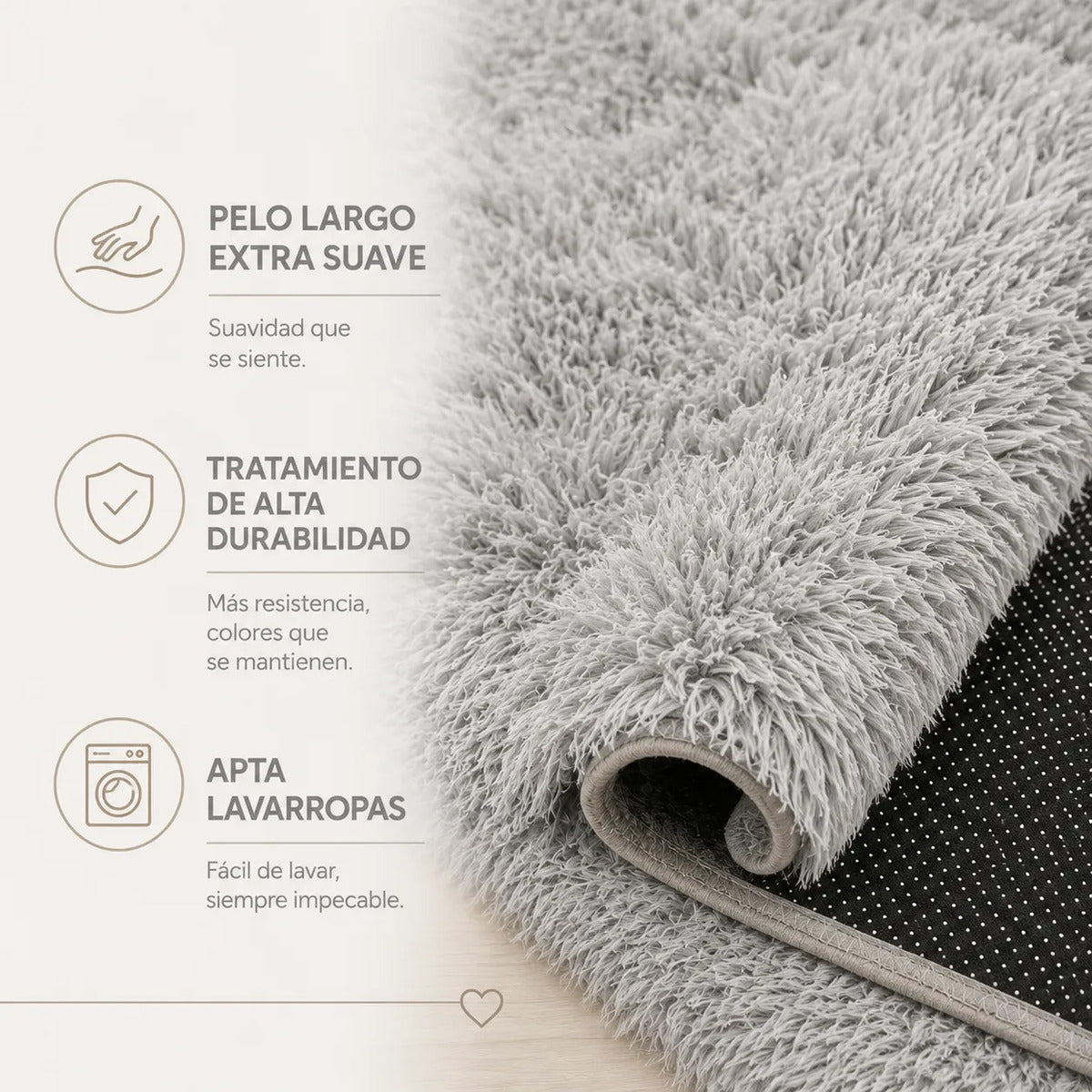 Alfombra Nórdica Peluda 200x140 cm Pelo Largo Living
