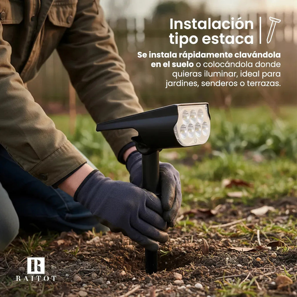 Estaca Solar 7 LED con Sensor para Jardín — Luz Cálida Raitot