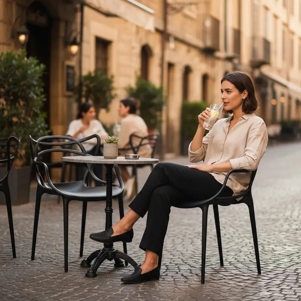 Silla Allegra Apilable de Polipropileno Apta Exterior Negro