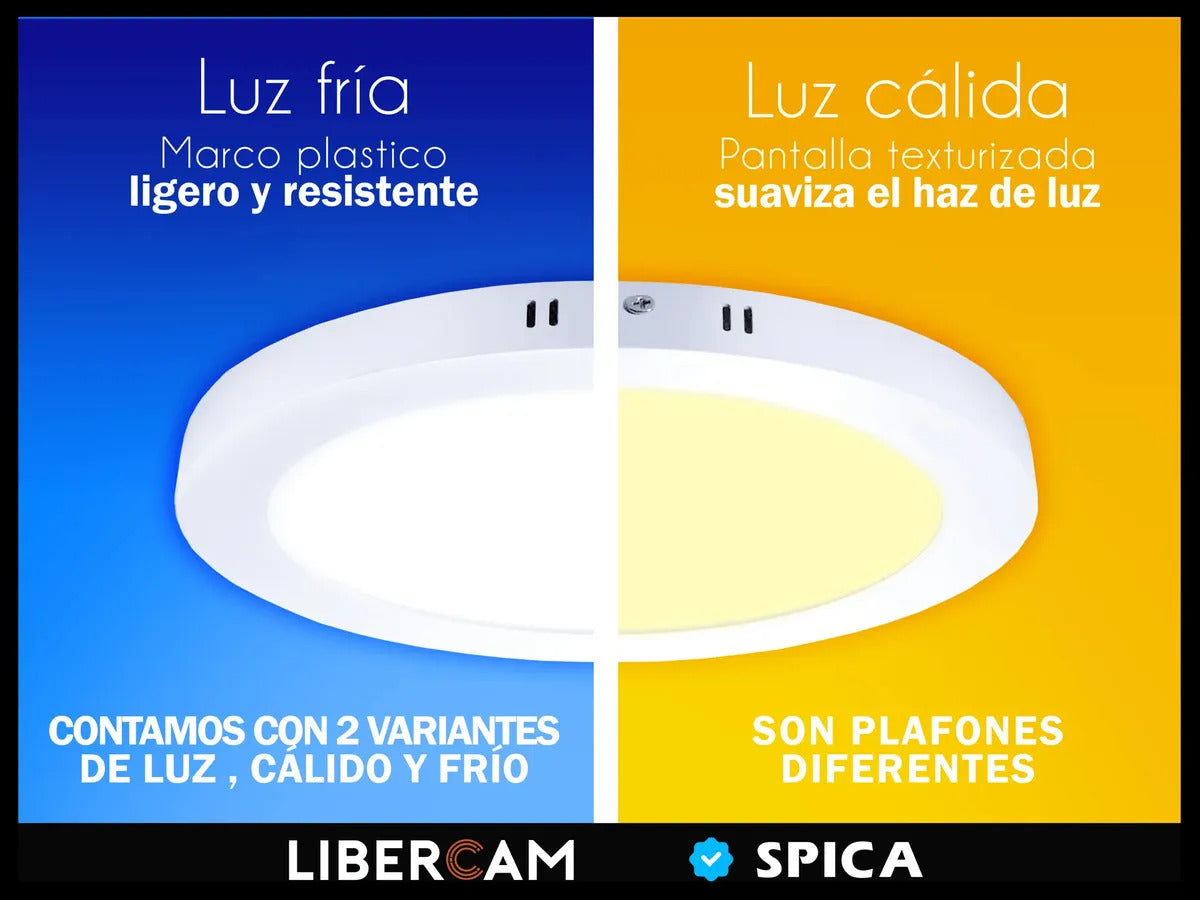 Panel Plafón LED 24W Redondo para Aplicar Exterior — Luz Fría