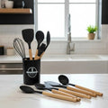 Set x7 Utensilios de Cocina Newtek Mango Madera Rojo