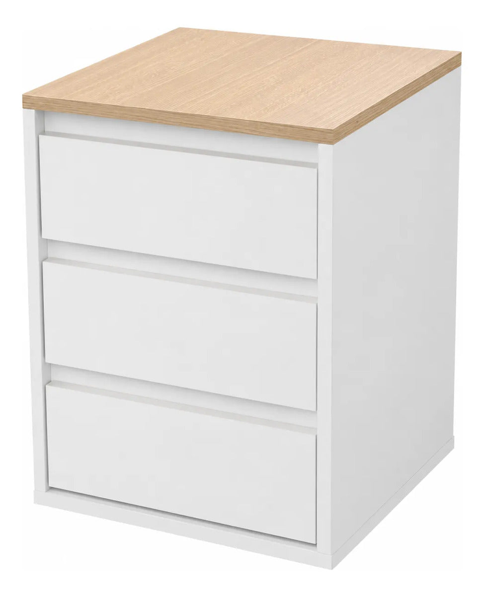Mesa de Luz Bruselas Minimalista 3 Cajones 42x35x60 cm