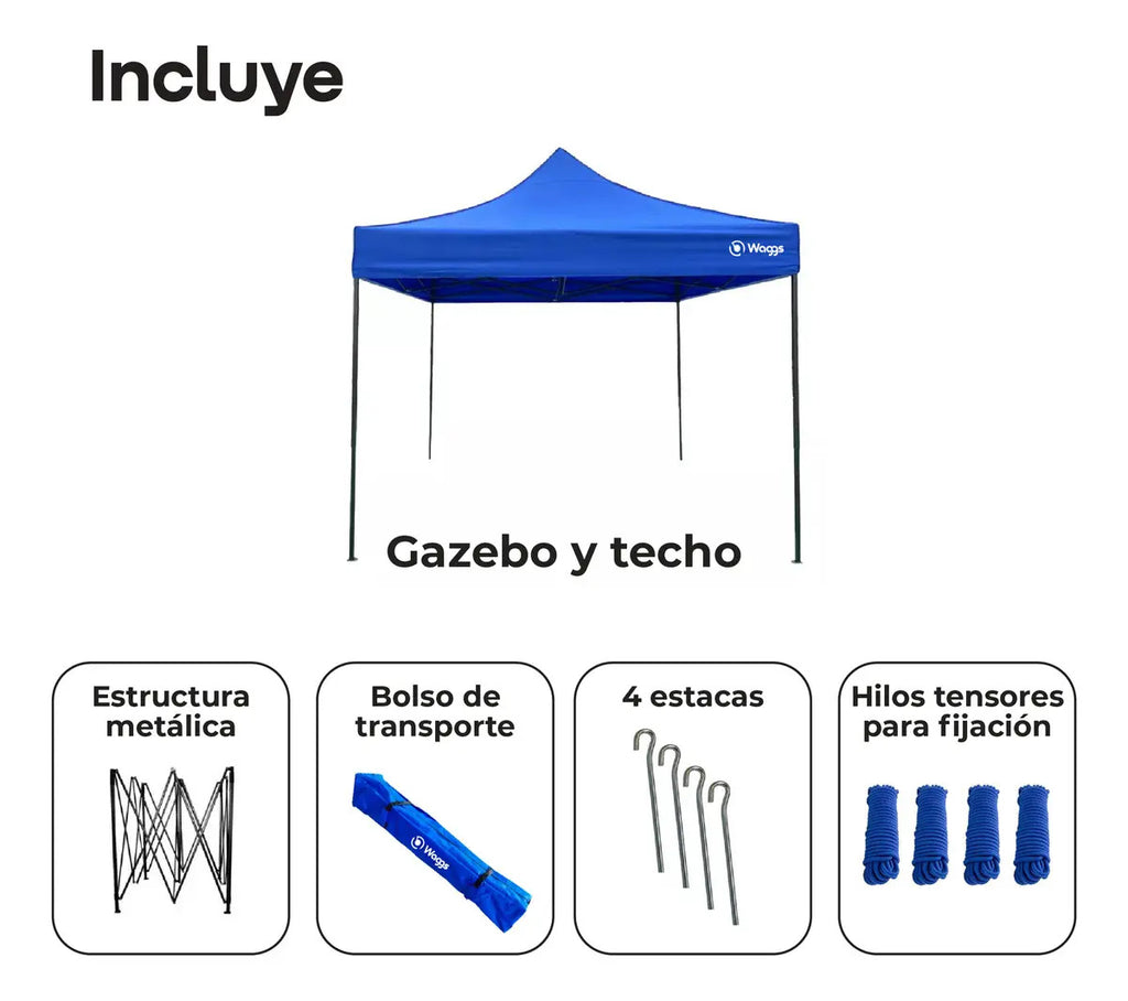 Gazebo Plegable 3x3 m Autoarmable Impermeable Waggs Blanco
