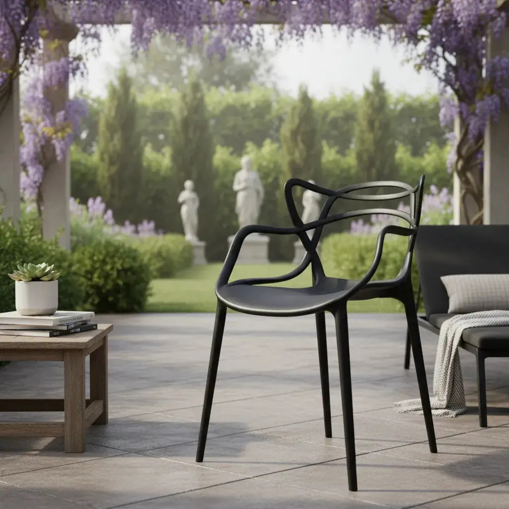 Silla Allegra Apilable de Polipropileno Apta Exterior Negro