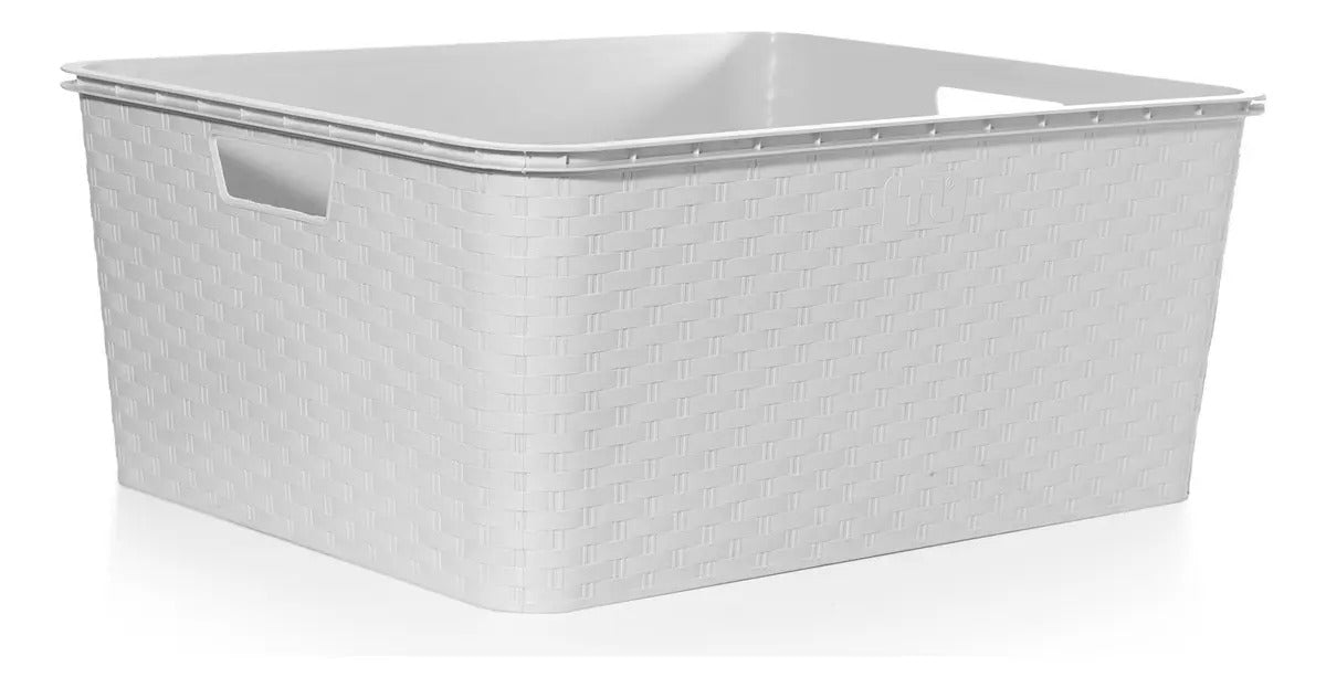 Canastos Organizadores Símil Rattán con Tapa 33,5 L — Pack x3