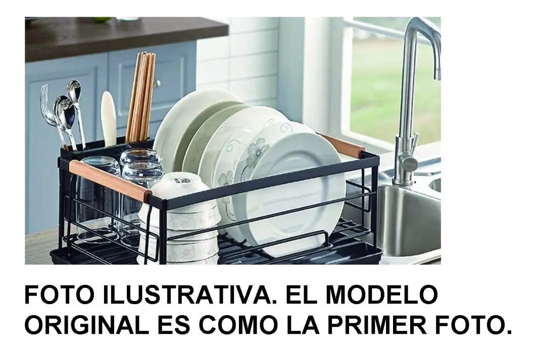 Escurridor Secaplatos con Bandeja y Cubiertero Negro 11 Platos