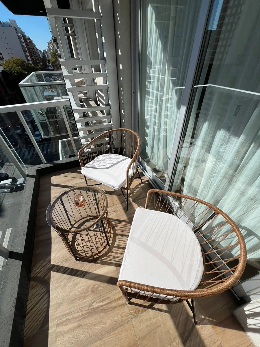 Combo 2 Sillones Gervasoni + Mesa Redonda con Vidrio Beige