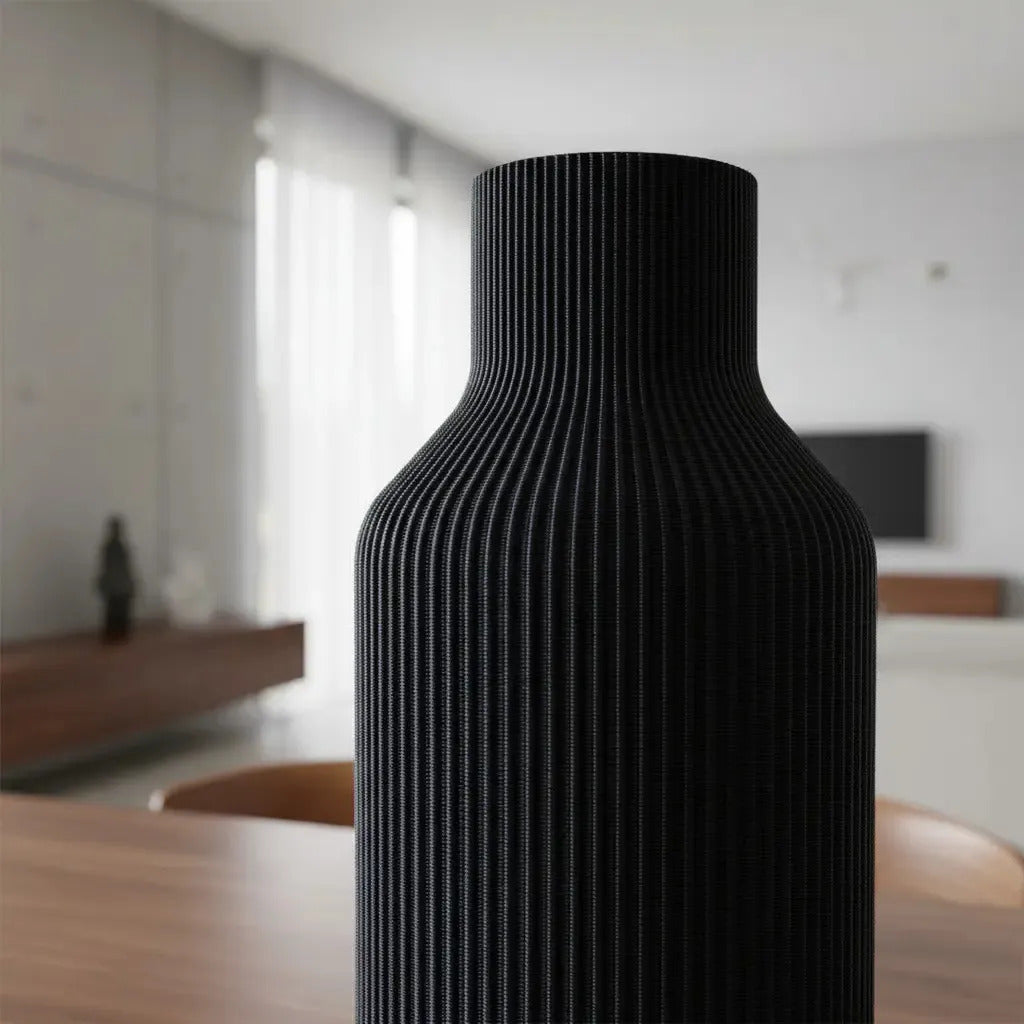 Jarrón Florero Botella Decorativo 17 cm Negro