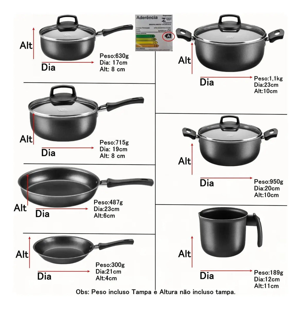 Batería de Cocina Safira MTA 7 Piezas Antiadherente Rojo