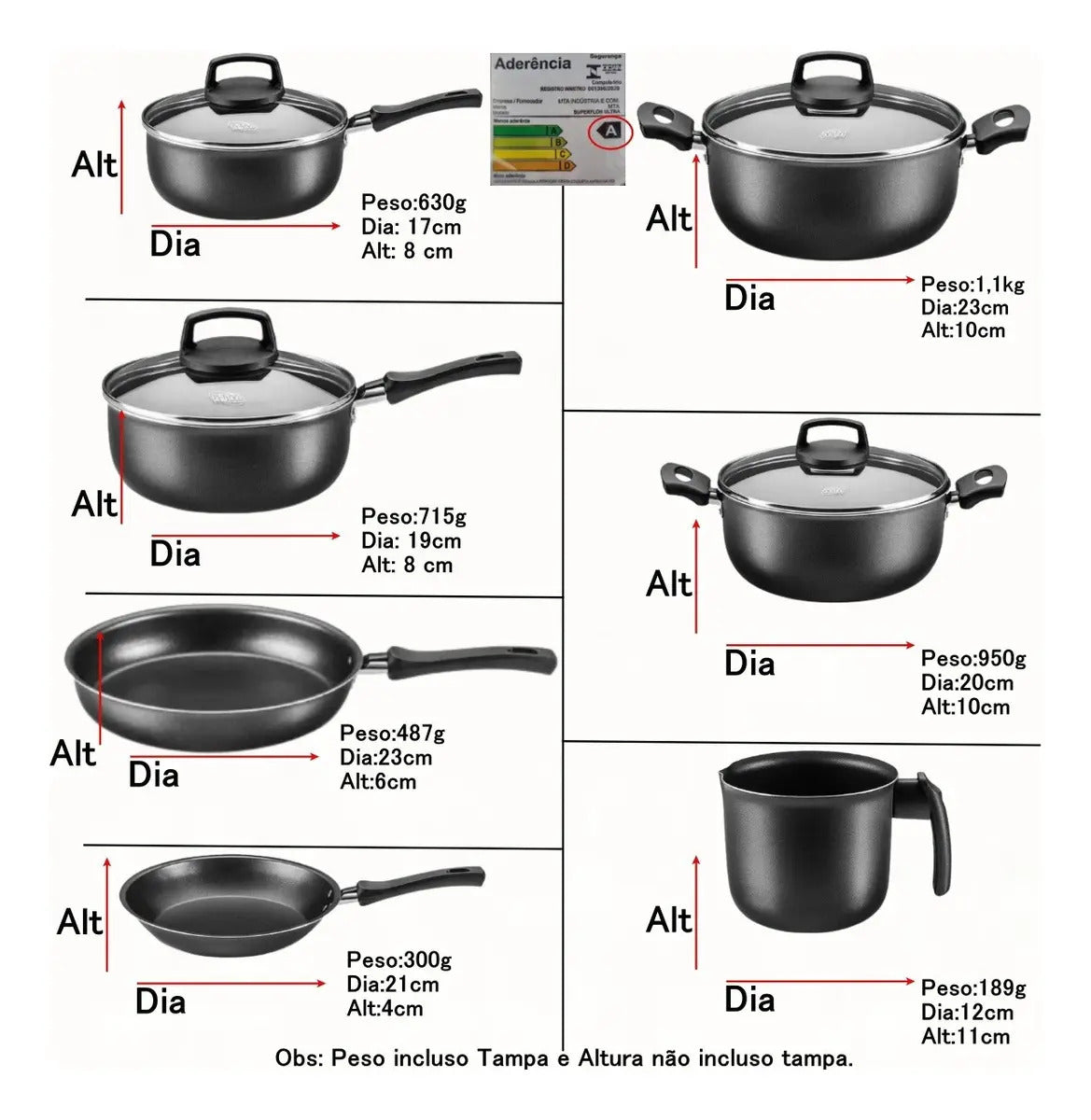 Batería de Cocina Safira MTA 7 Piezas Antiadherente Rojo