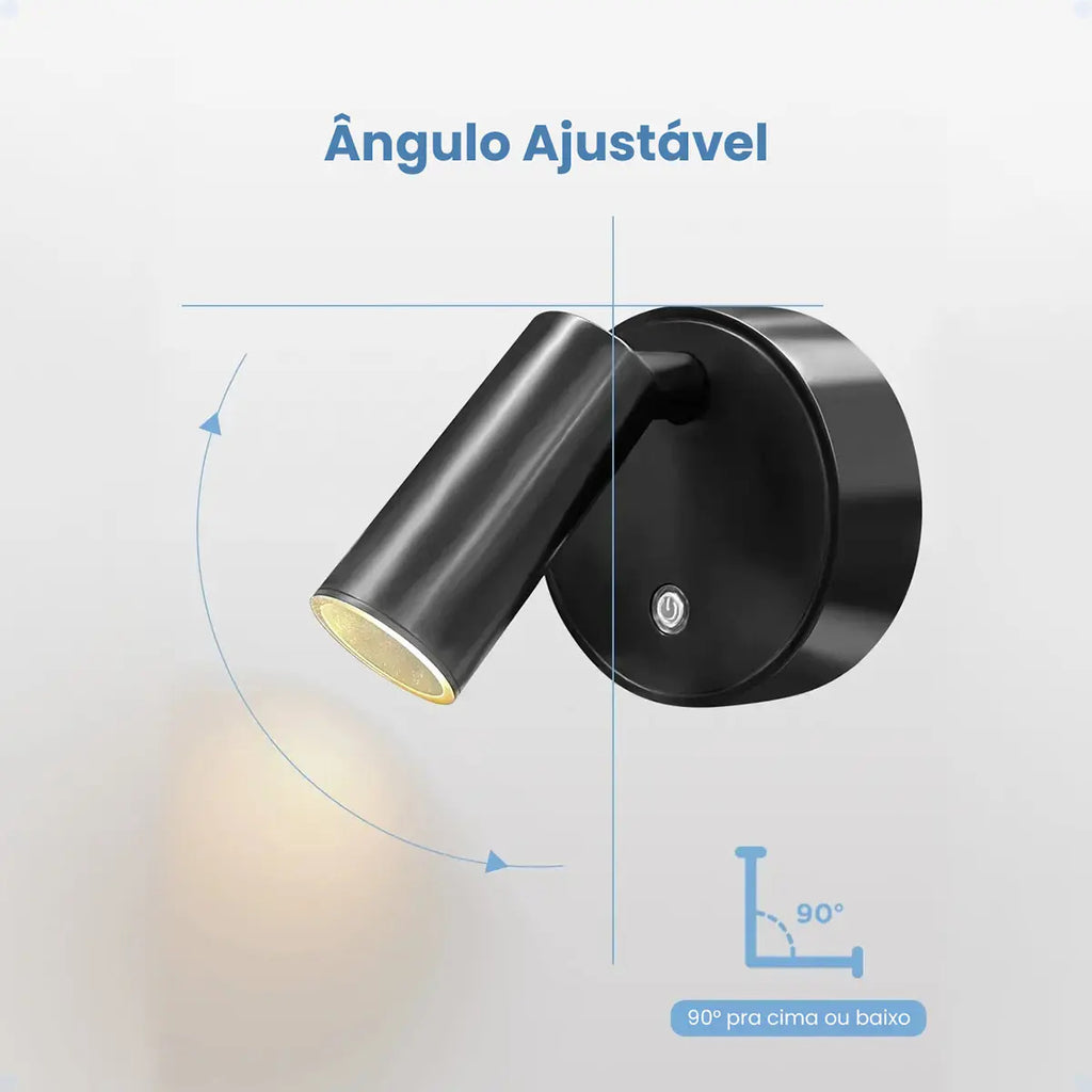 Luz LED Magnética Táctil Recargable USB para Pared Negro