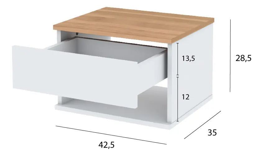 Set x2 Mesas de Luz Flotantes Koa con Cajón — Blanco Paraíso