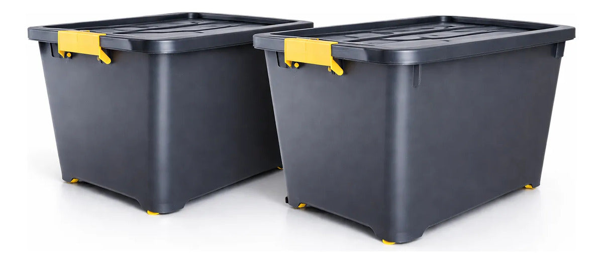 Cajas Organizadoras 60 L con Ruedas y Trabas — Pack x2
