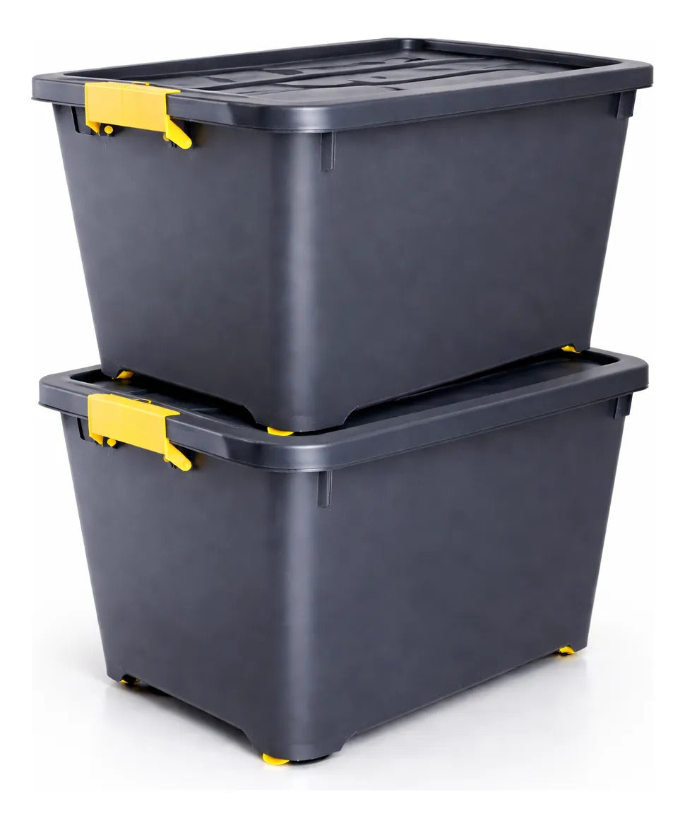 Cajas Organizadoras 60 L con Ruedas y Trabas — Pack x2