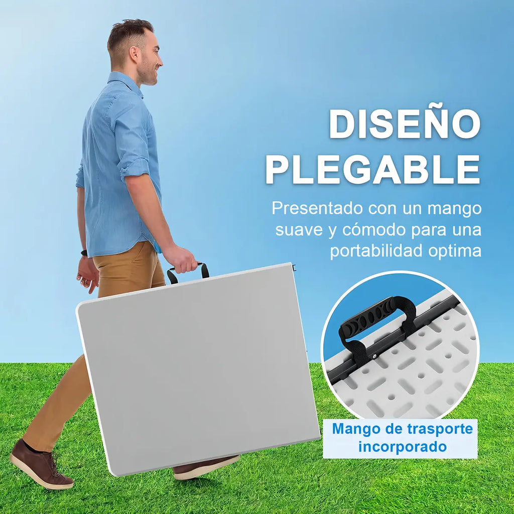 Mesa Plegable Valija 180 cm Reforzada Blanca BLG