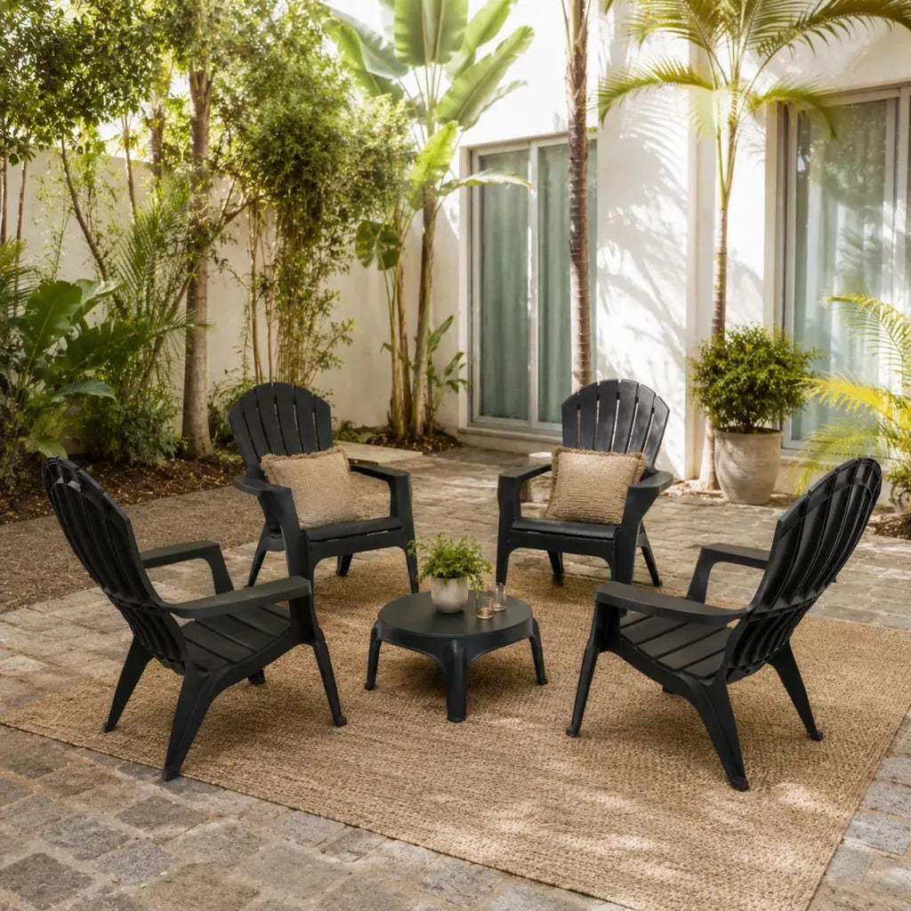 Set x4 Sillones Miami + Mesa Puket Gardenlife Negro