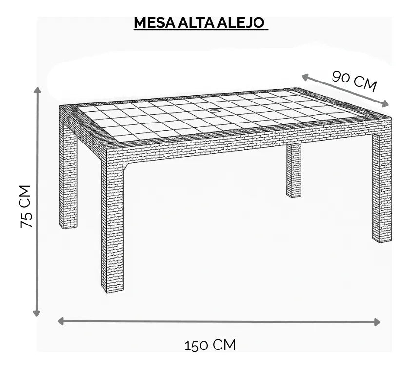 Juego de Jardín: 6 Sillas Harmony + Mesa Alejo 150x90 cm