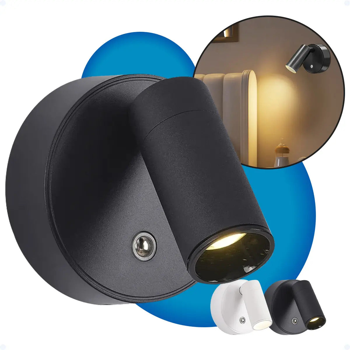 Luz LED Magnética Táctil Recargable USB para Pared Negro