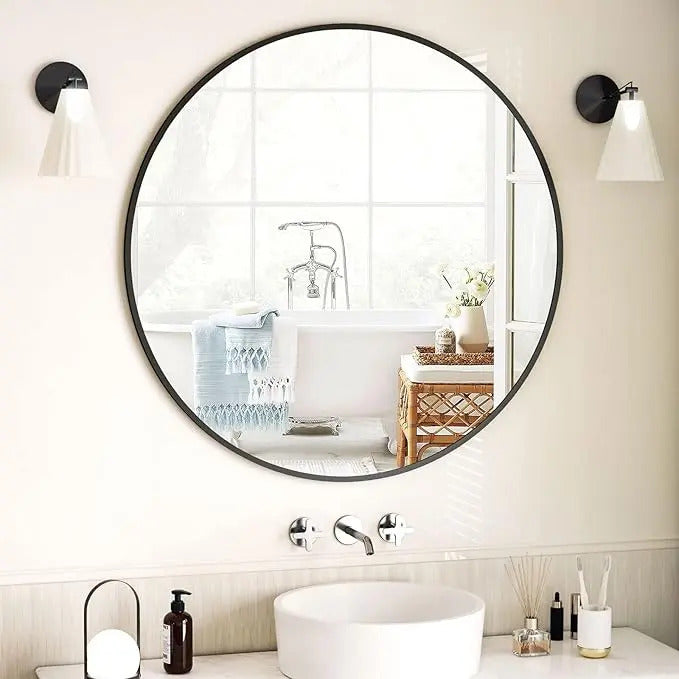 Espejo Circular Deco 60 cm con Marco Negro