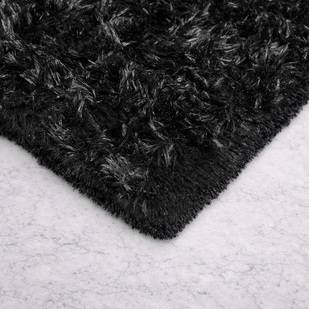 Alfombra Nórdica Pelo Largo 140x200 cm Antideslizante Negro