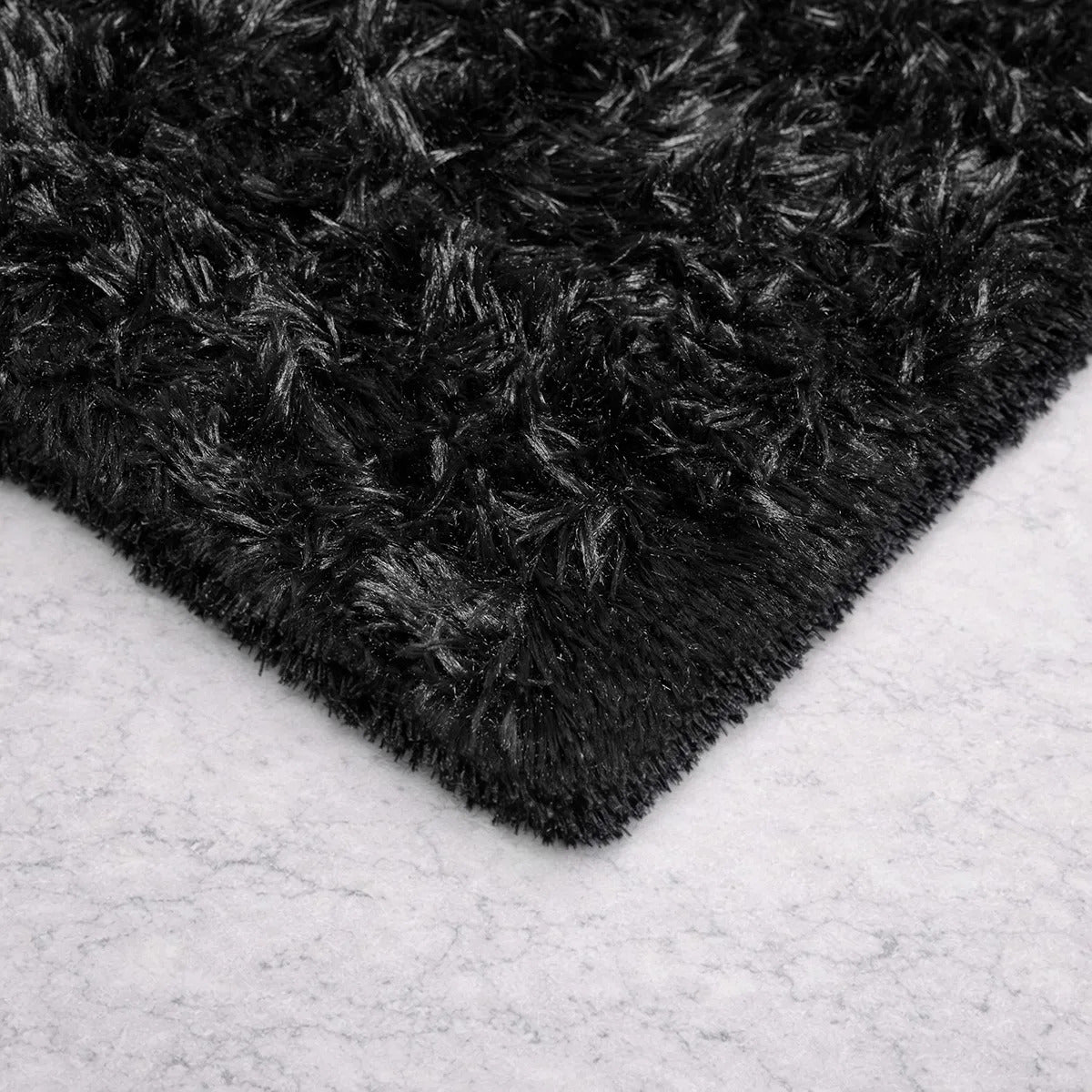 Alfombra Nórdica Pelo Largo 140x200 cm Antideslizante Negro