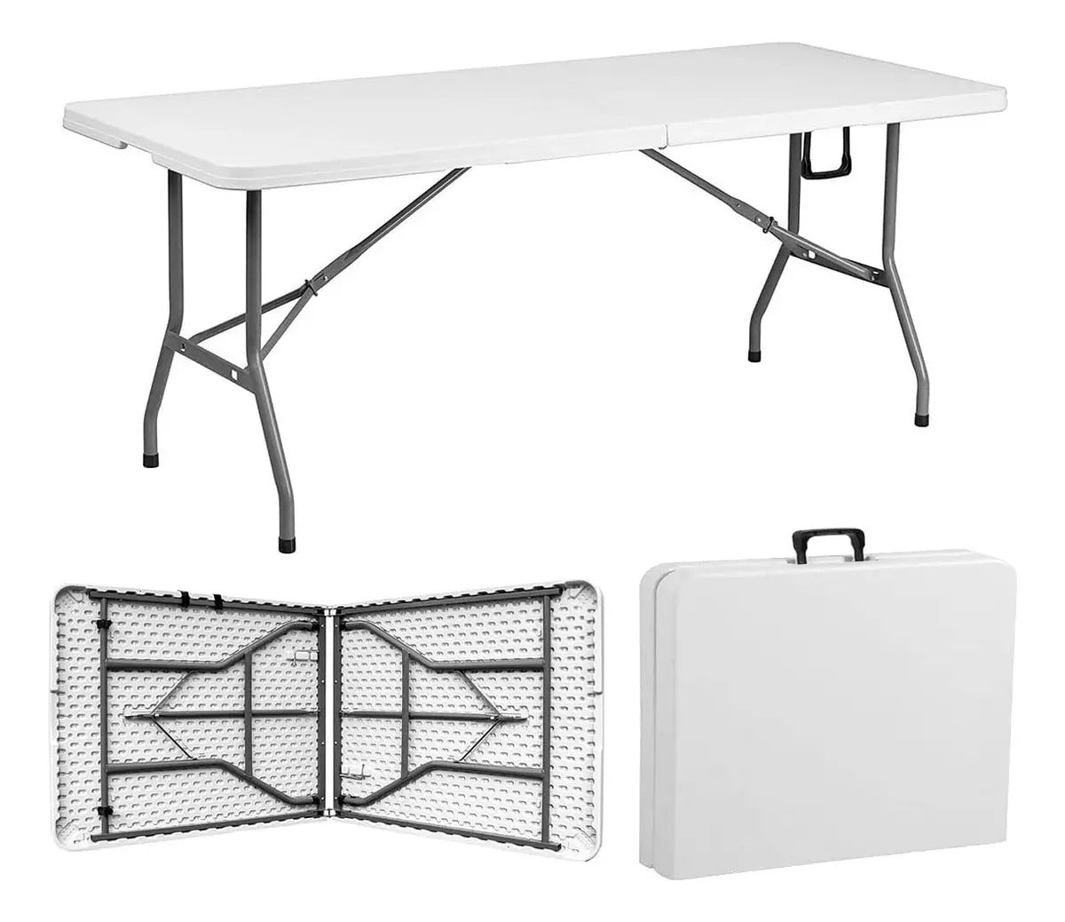 Mesa Plegable Valija 180 cm Reforzada Blanca BLG