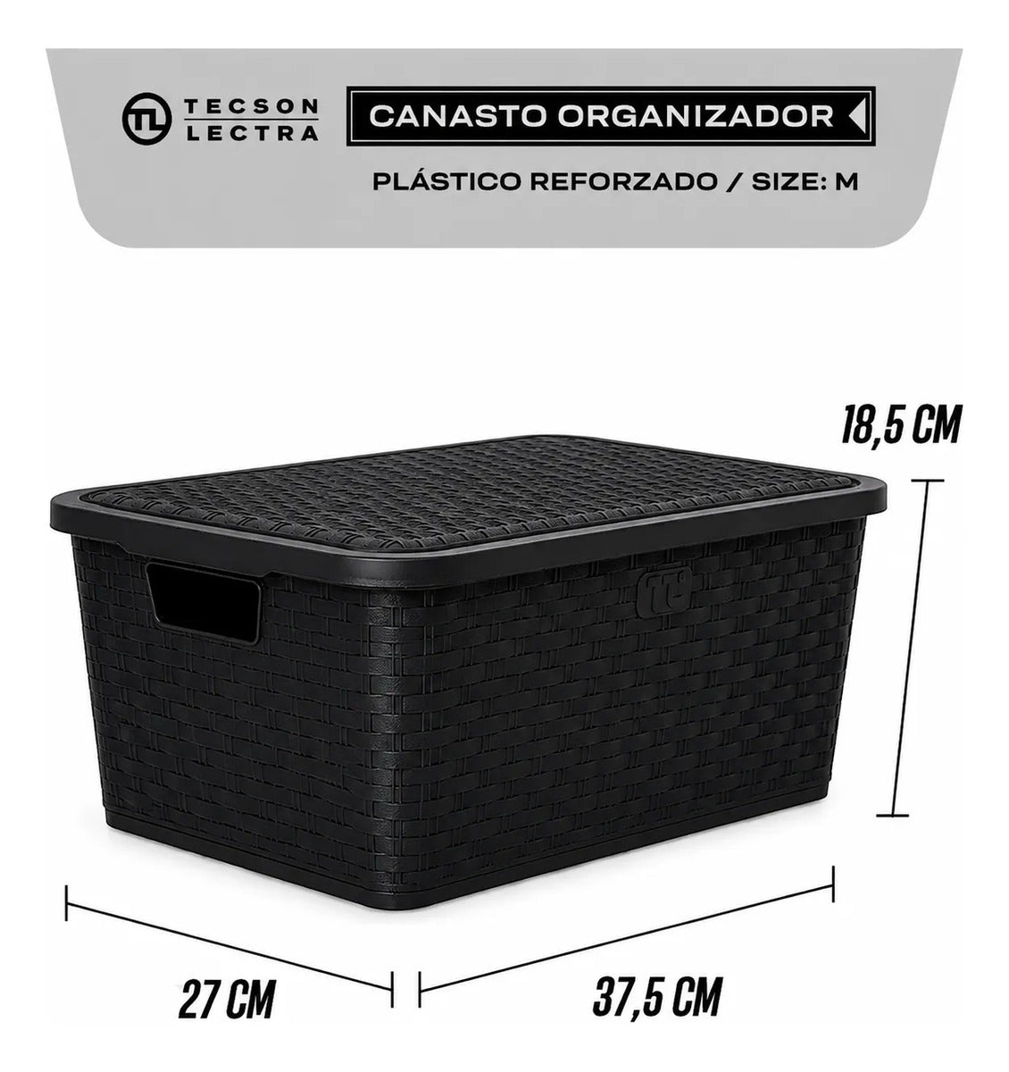 Cajas Organizadoras Símil Rattán Medianas 14 L — Pack x3