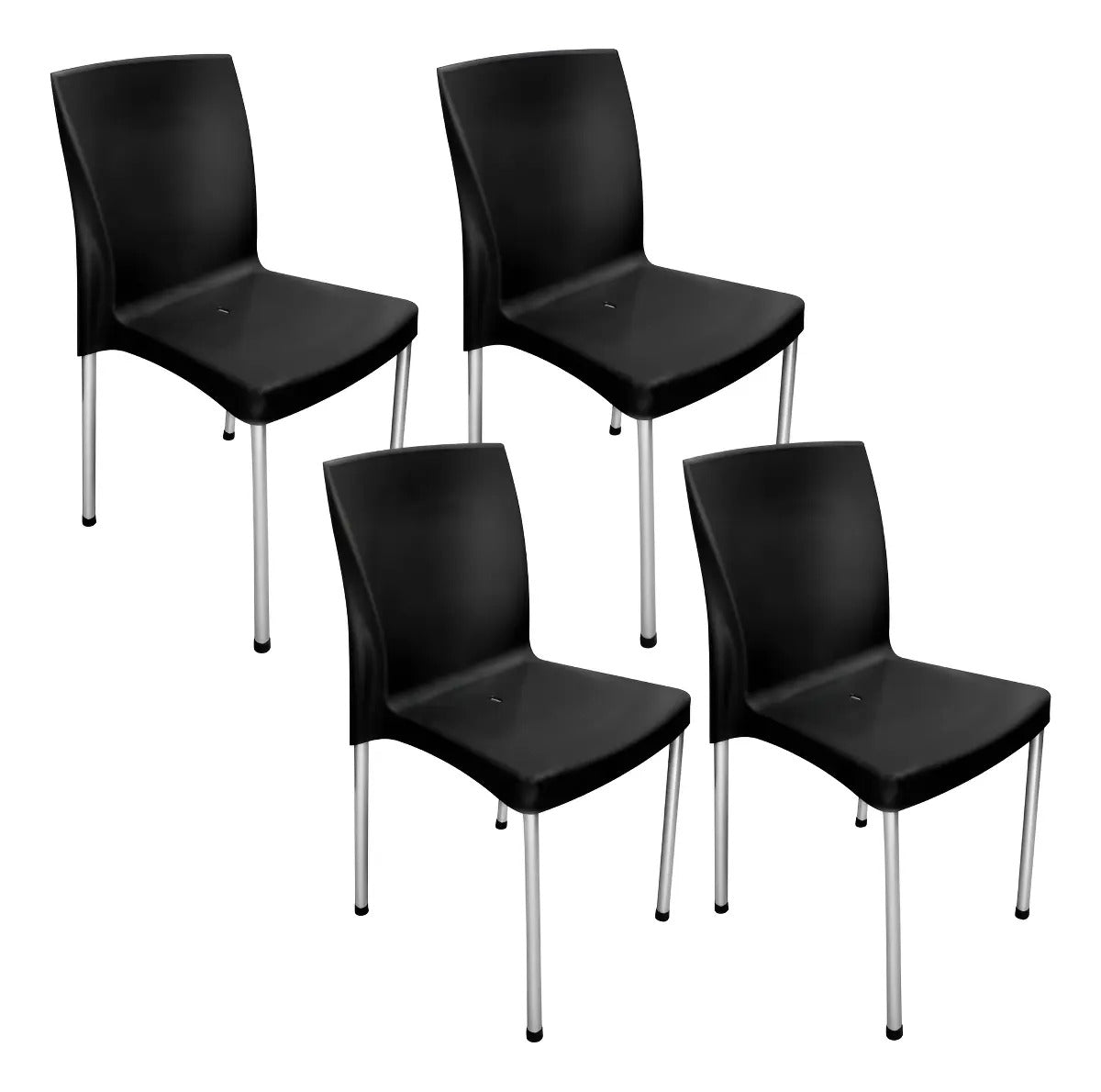 Sillas Saglietti Nova Apilables Patas Metálicas x4 Negro