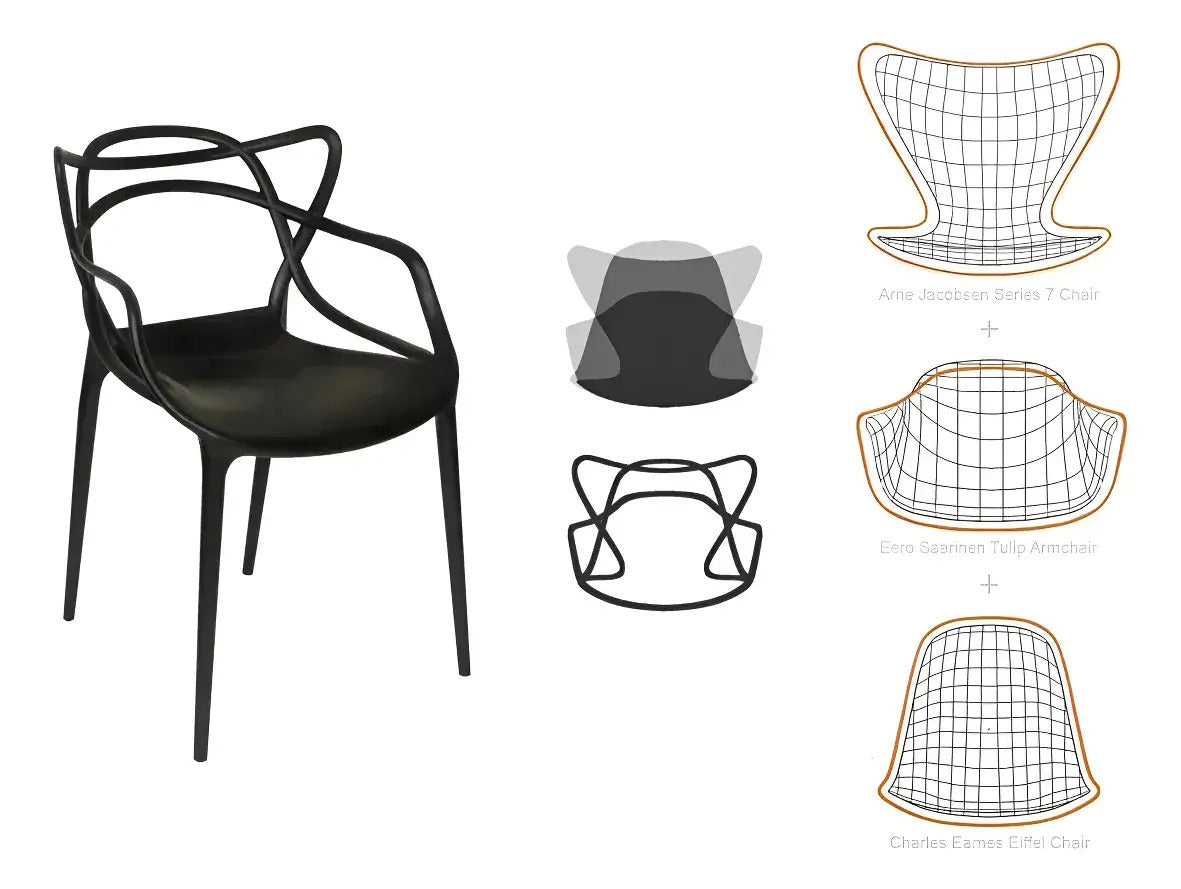 Silla Allegra Apilable de Polipropileno Apta Exterior Negro