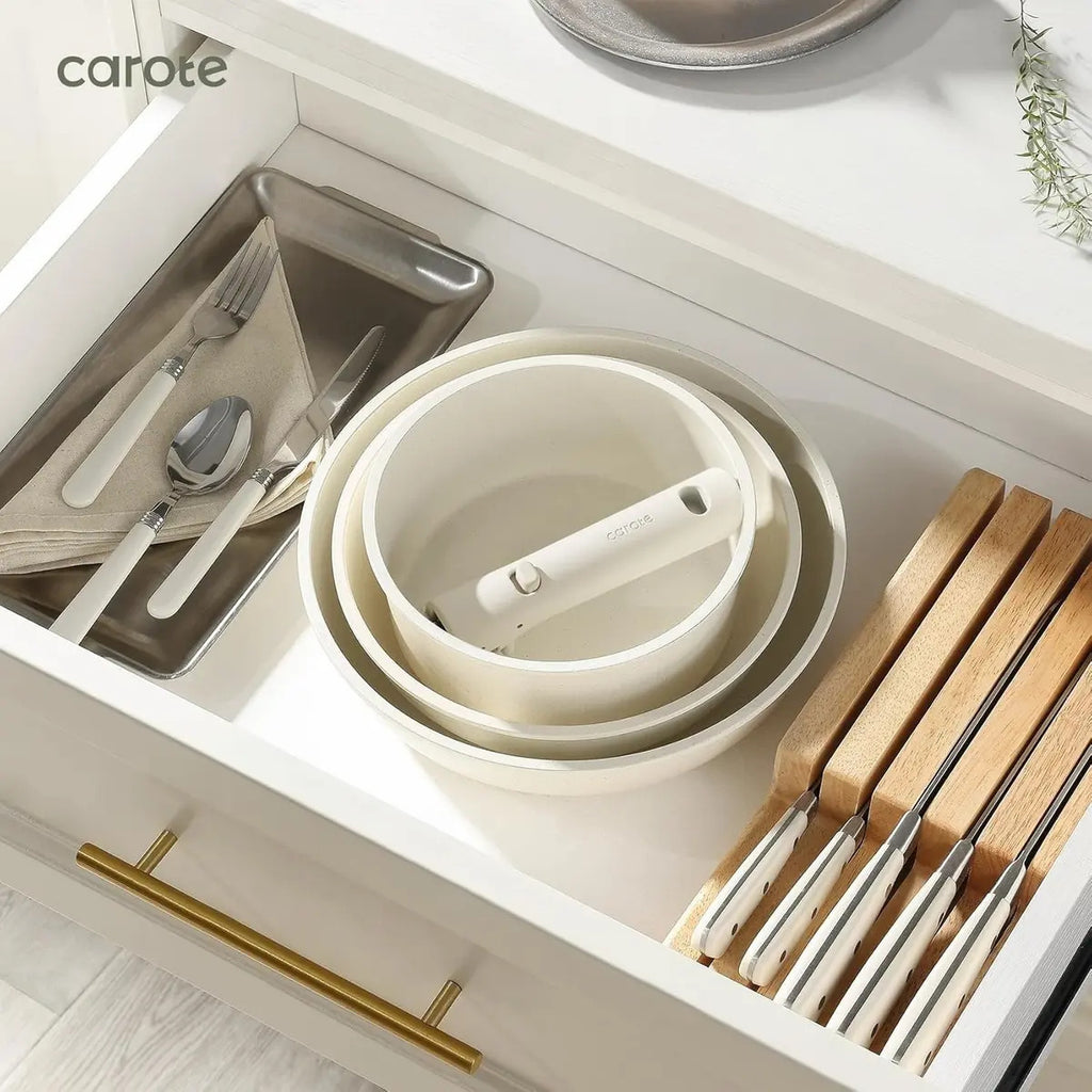 Juego Carote 6 Piezas Antiadherente con Mangos Desmontables
