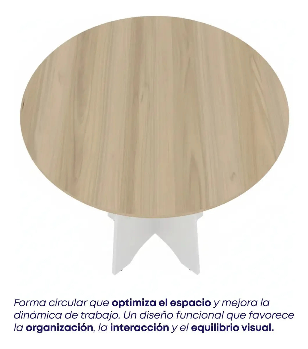 Mesa Redonda de Comedor 90 cm Koa Base Pedestal Avellana