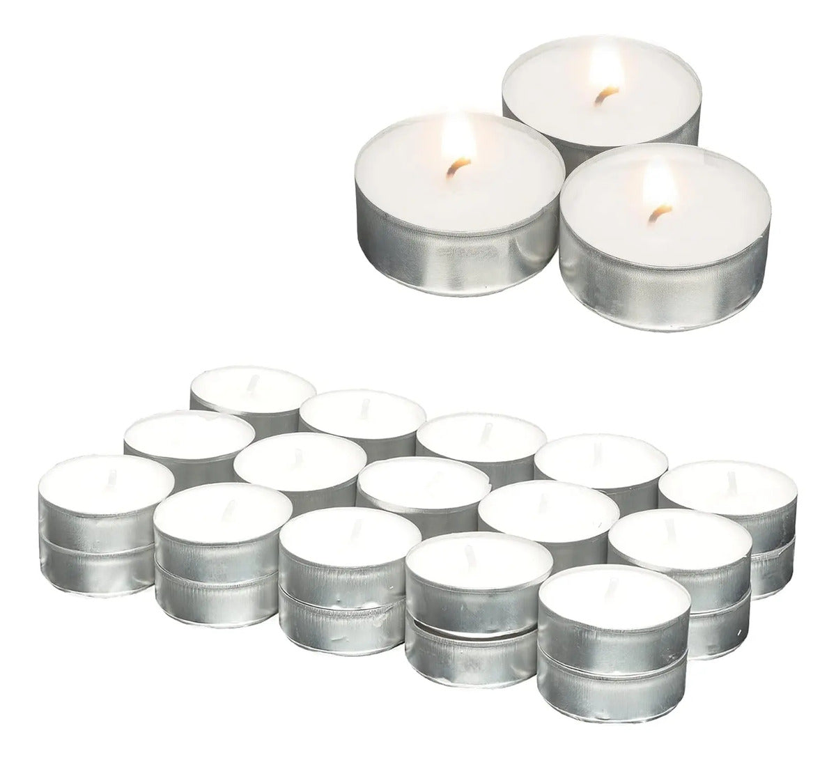 Pack x100 Velas de Noche con 100 Chapitas Portavelas
