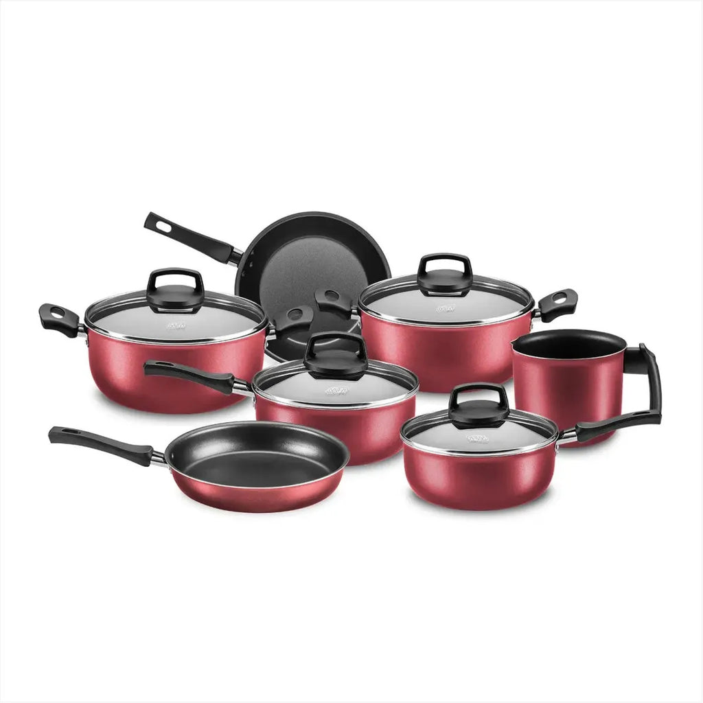 Batería de Cocina Safira MTA 7 Piezas Antiadherente Rojo