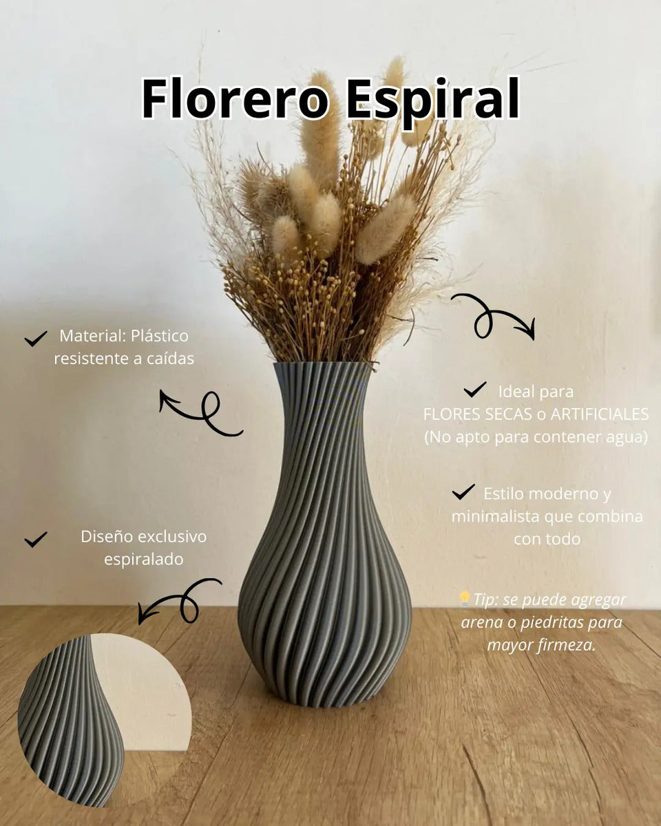 Florero Jarrón Nórdico Espiral Minimalista Impresión 3D
