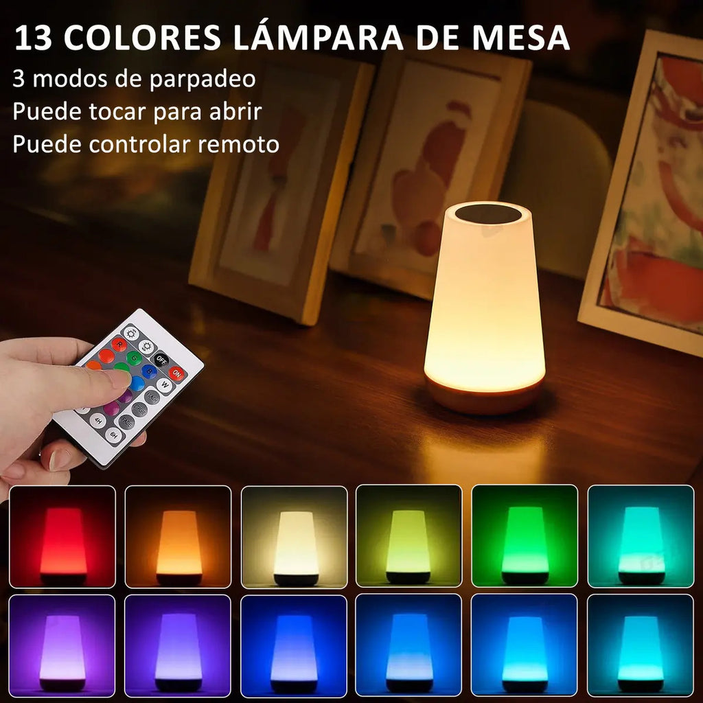 Velador Nórdico LED Táctil Recargable con Control Remoto