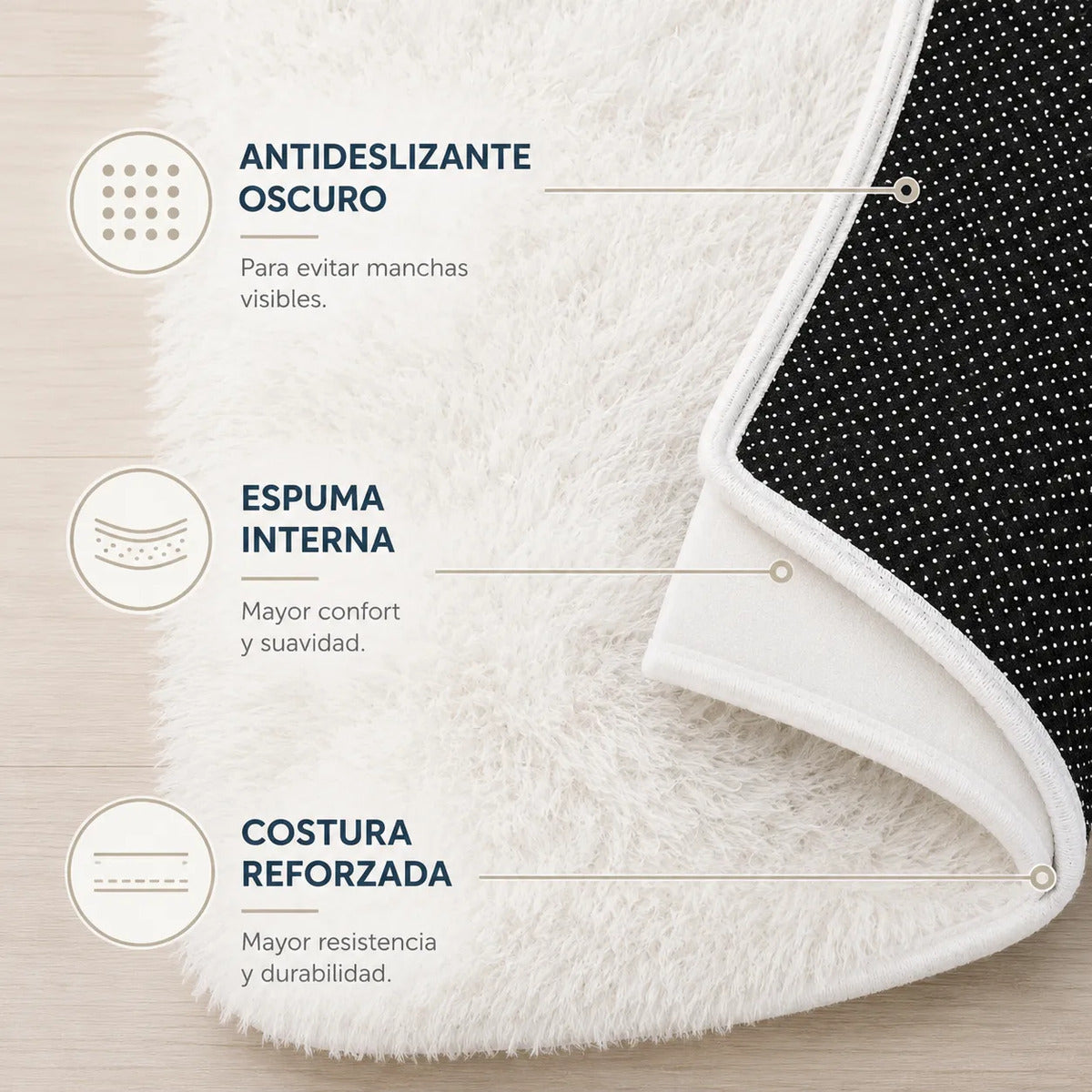 Alfombra Nórdica Peluda 200x140 cm Pelo Largo Living